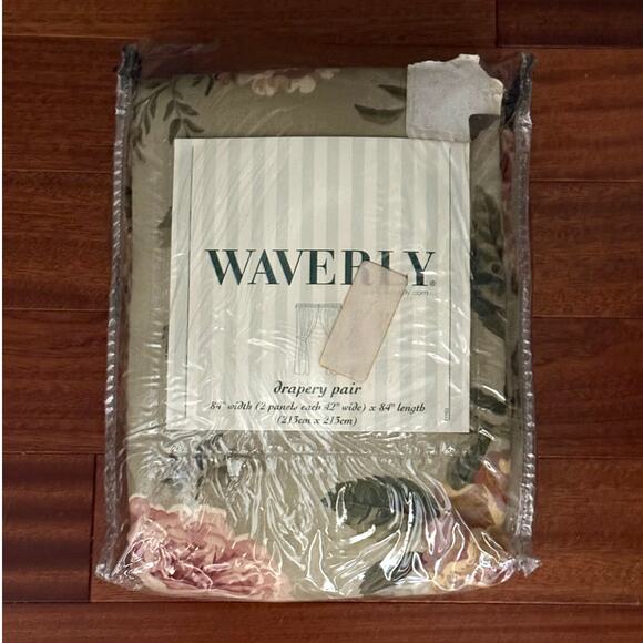 NWT Waverly Drapery Pair 84 X 84 Romantica Sage Florals Rod Pocket DISCONTINUED - Picture 1 of 10